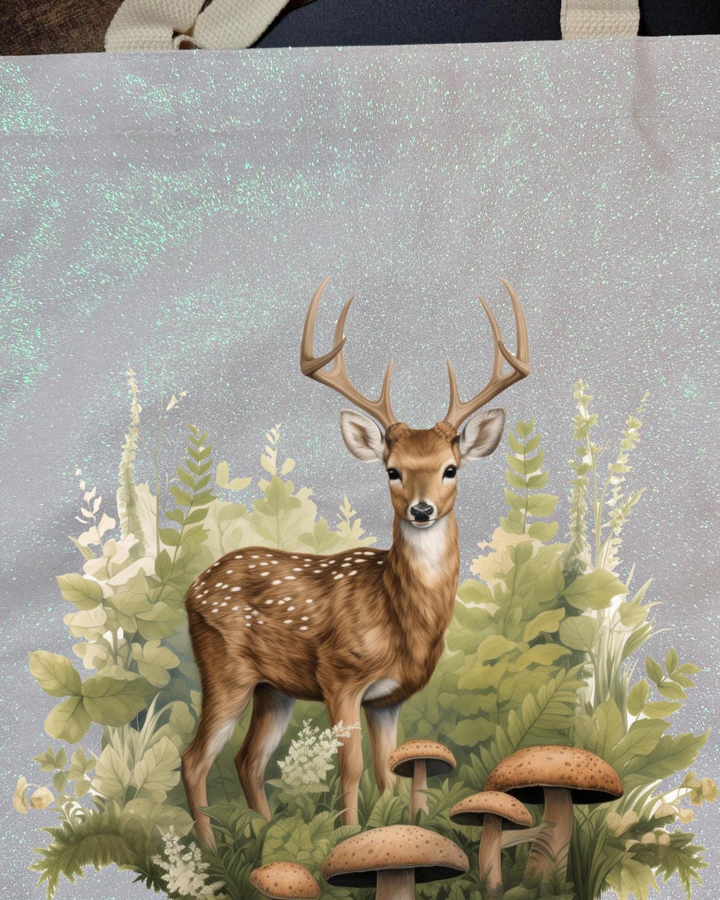 Glitter Tote Bag Deer nature design