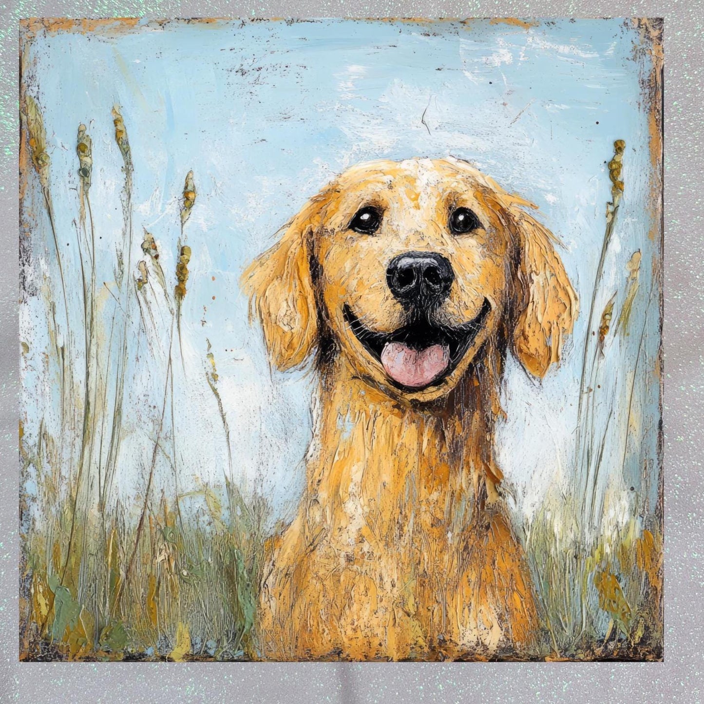 Tote Bag Glitter with cute Retriever dog design