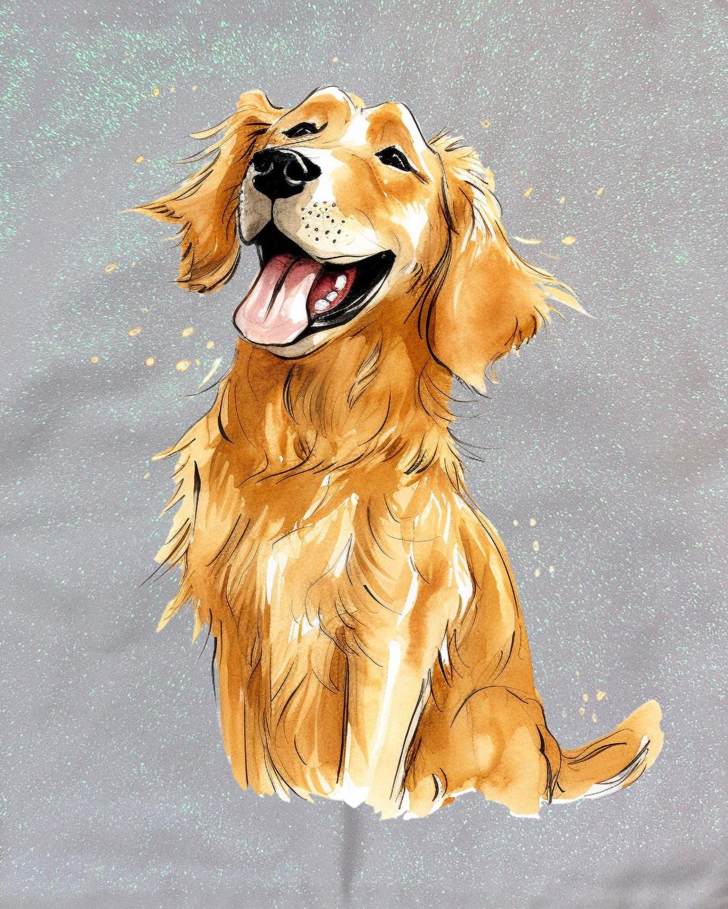 Glitter Tote Bag with Golden Retriever Dog Design (34x38cm)