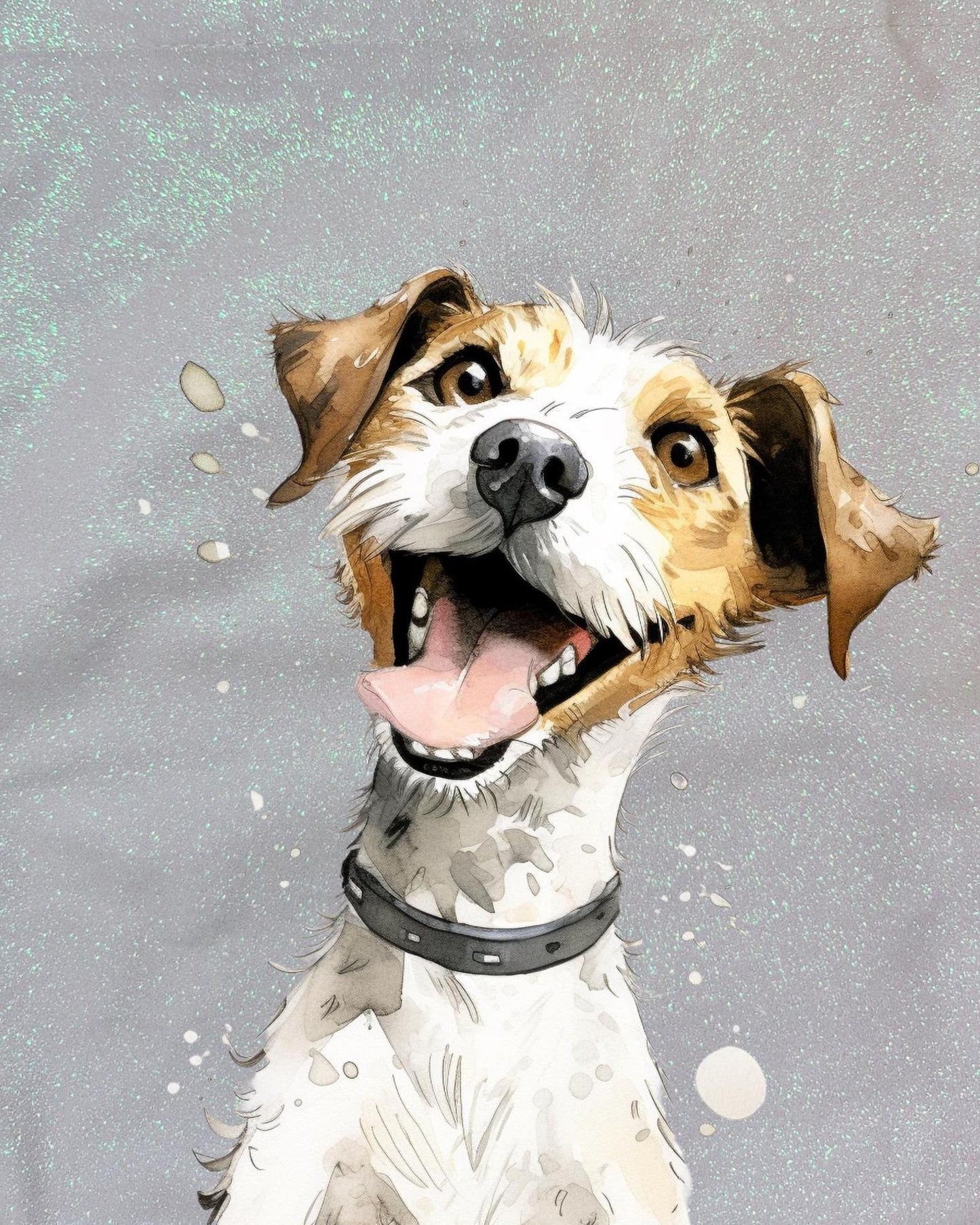 Glitter Tote Bag with Jack Russel image (34x38cm)