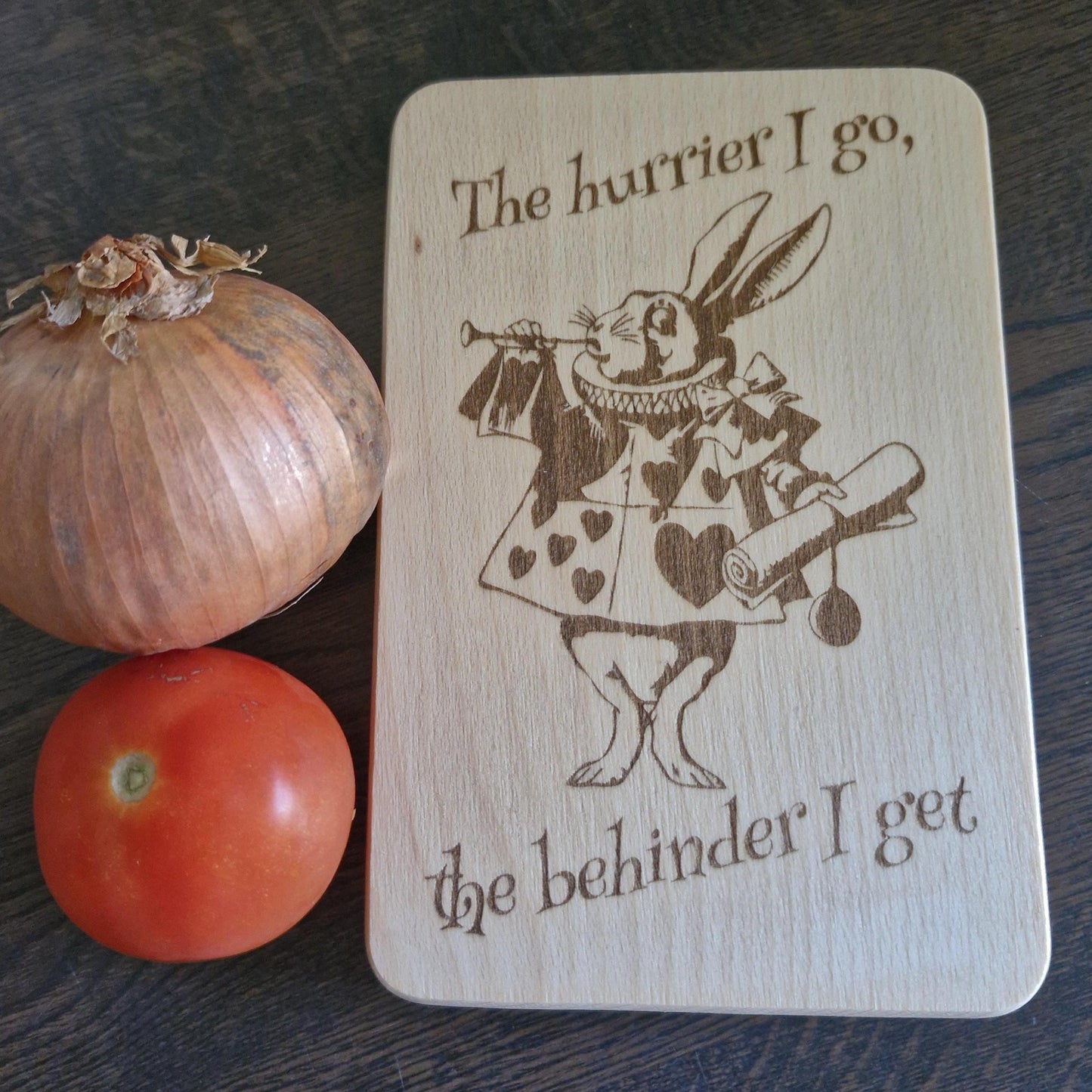 Mini wooden chopping board, Alice in Wonderland Rabbit