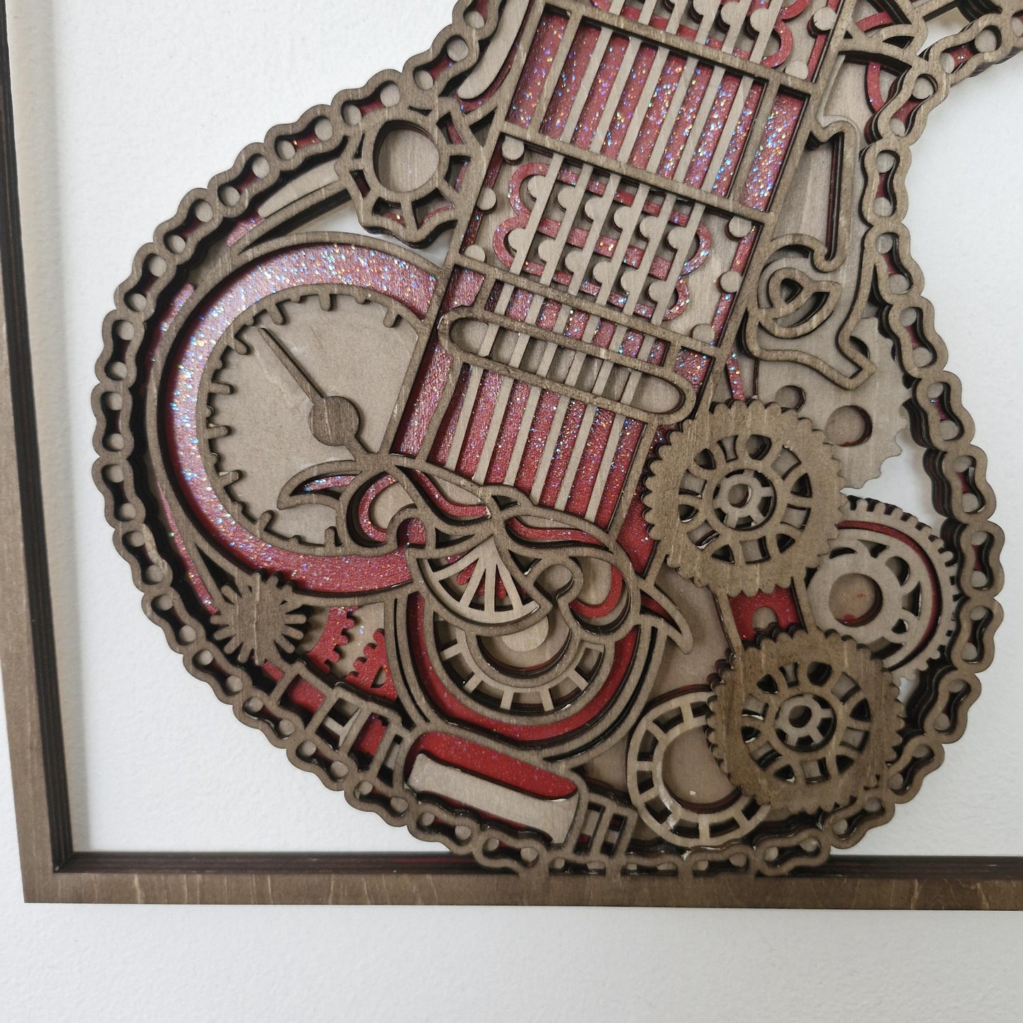 Layered Guitar Steampunk Wall Hanging Laser Cut