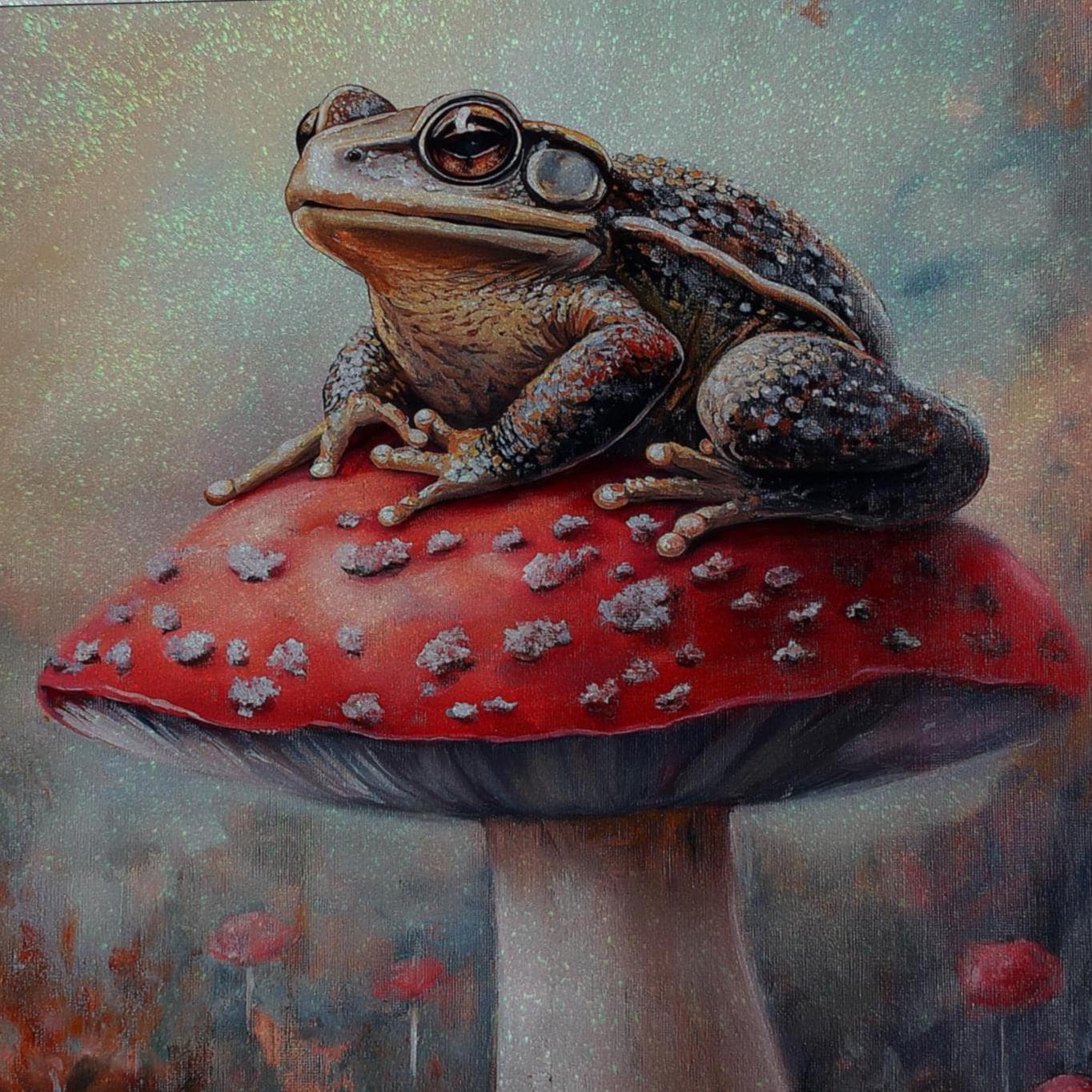 Glitter Tote Bag Toad and Mushroom Design