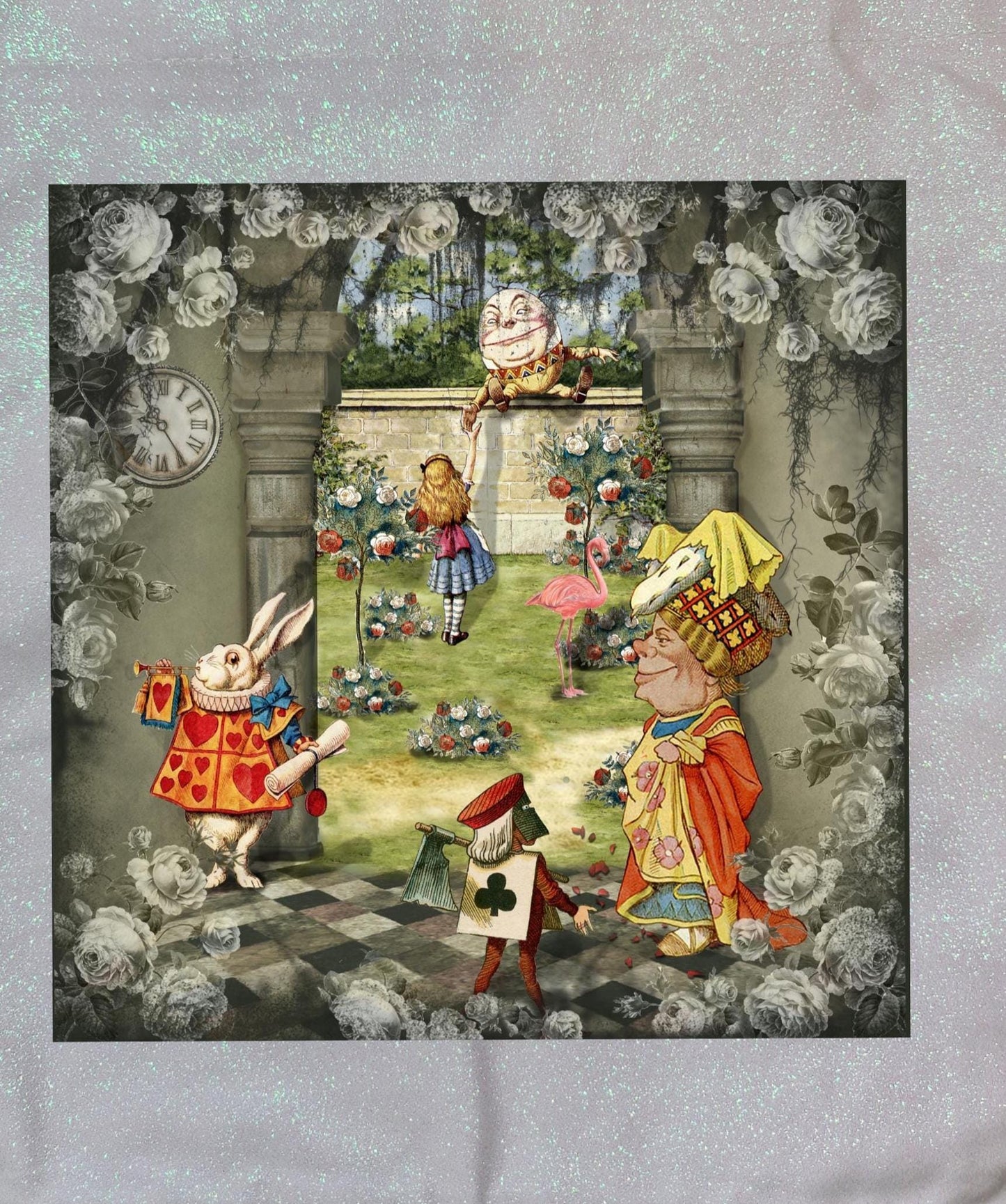 Alice in Wonderland themed Glitter Tote Bag