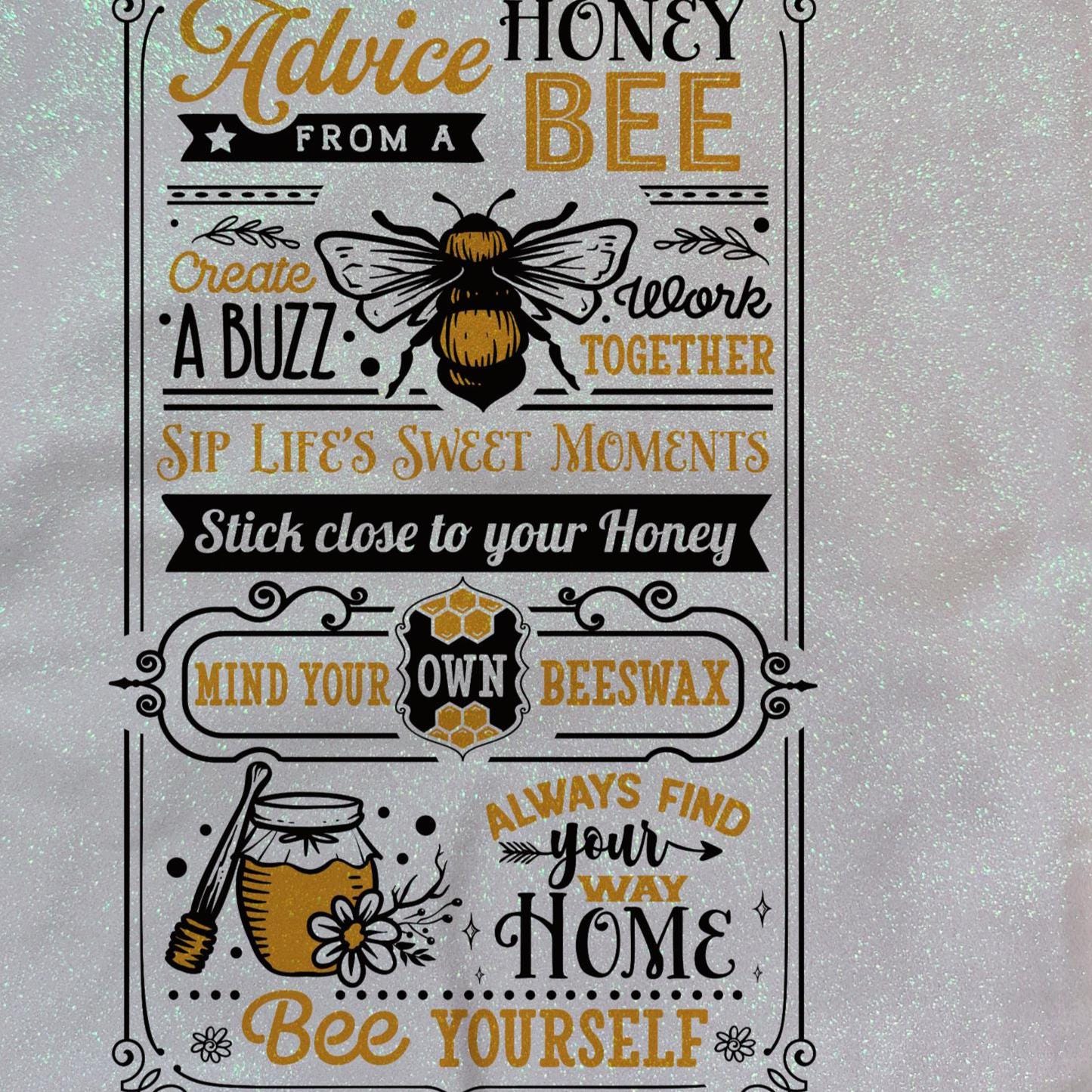 Glitter Tote Bag Bee Quote Design