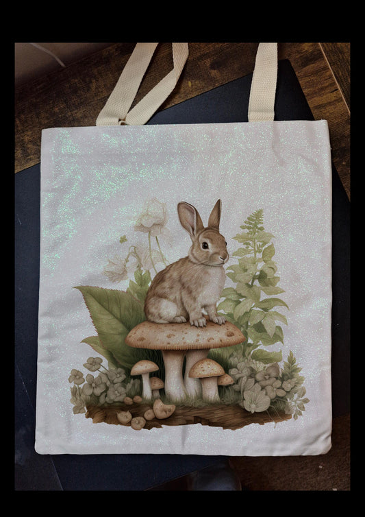 Glitter Tote Bag Rabbit design