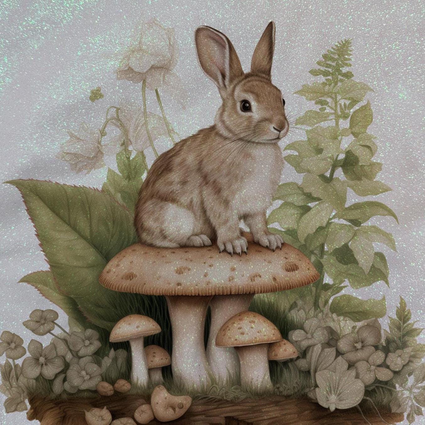 Glitter Tote Bag Rabbit design