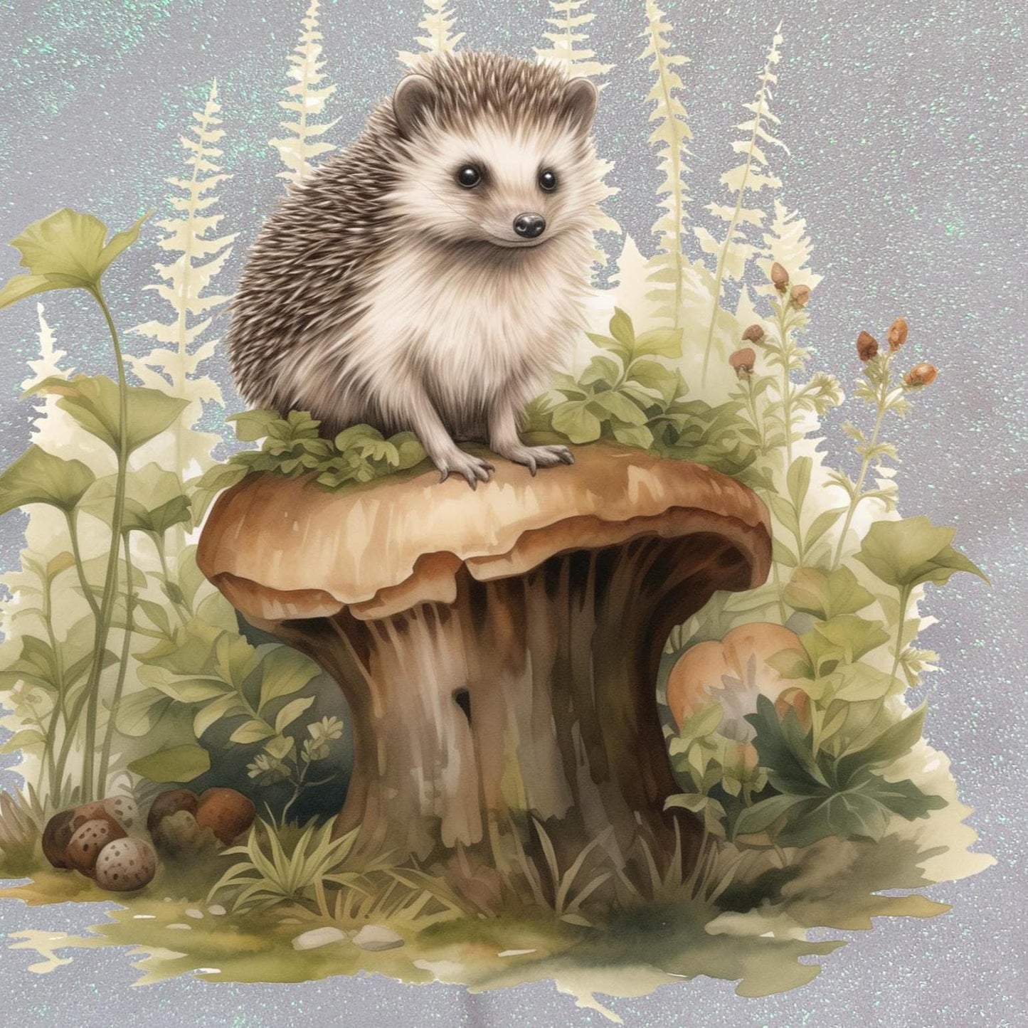 Glitter Tote Bag Hedgehog design