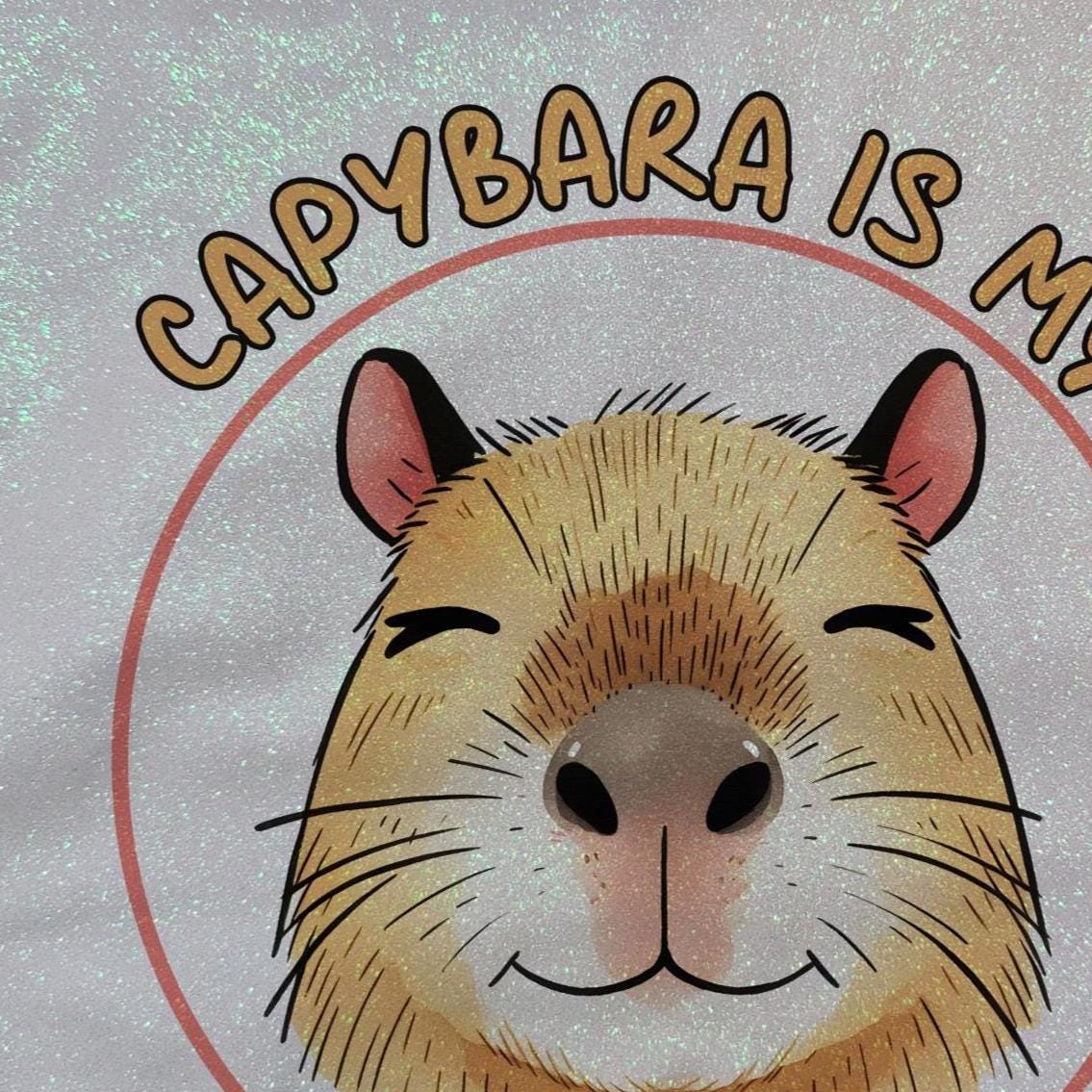 Glitter Tote Bag Capybara design