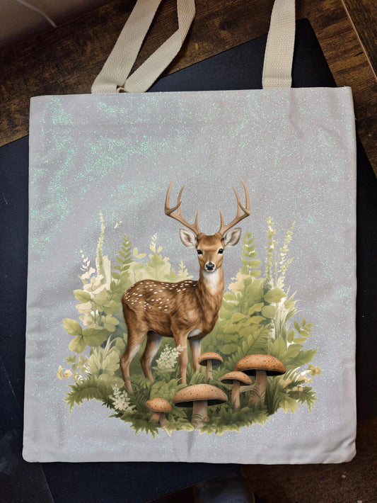 Glitter Tote Bag Deer nature design