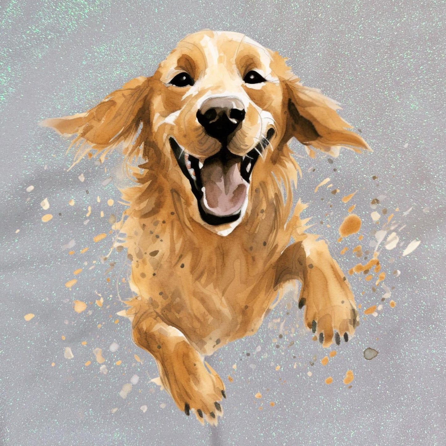 Glitter Tote Bag with Golden Retriever Dog Splash Design (34x38cm)
